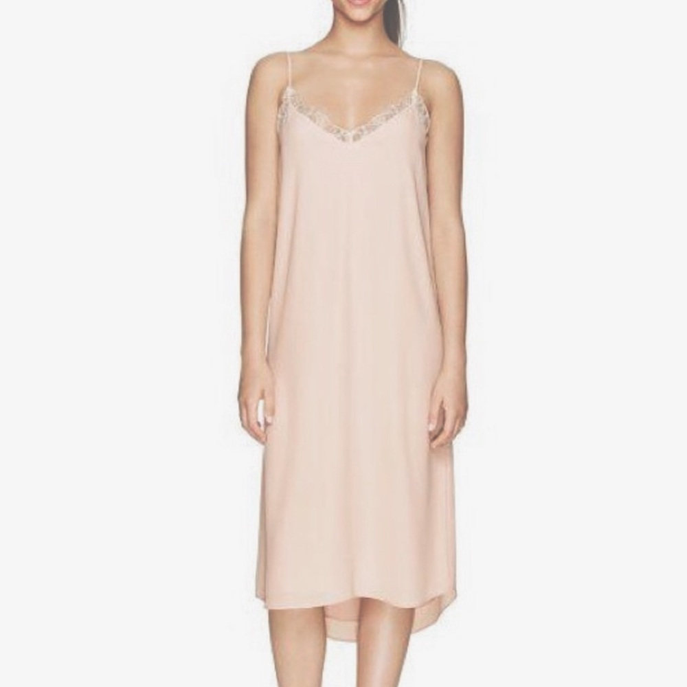 Aritzia Babaton Townsend Lace Trim Midi Slip Dress Soft Pink size XXSmall
